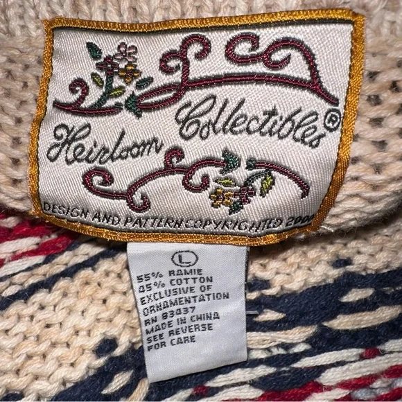 Women’s vtg Heirloom Collectibles teacher Americana cardigan sweater sz L - Picture 4 of 11